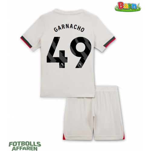 Chelsea Alejandro Garnacho #49 Bortaställ Barn 2025-26 Kortärmad (+ Korta byxor)